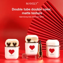 

2 Pcs/set Heart-beating Lipstick Matte Color Smooth Earphone Box Design Lipstick Natural Waterproof Makeup Cosmetic Wholesale