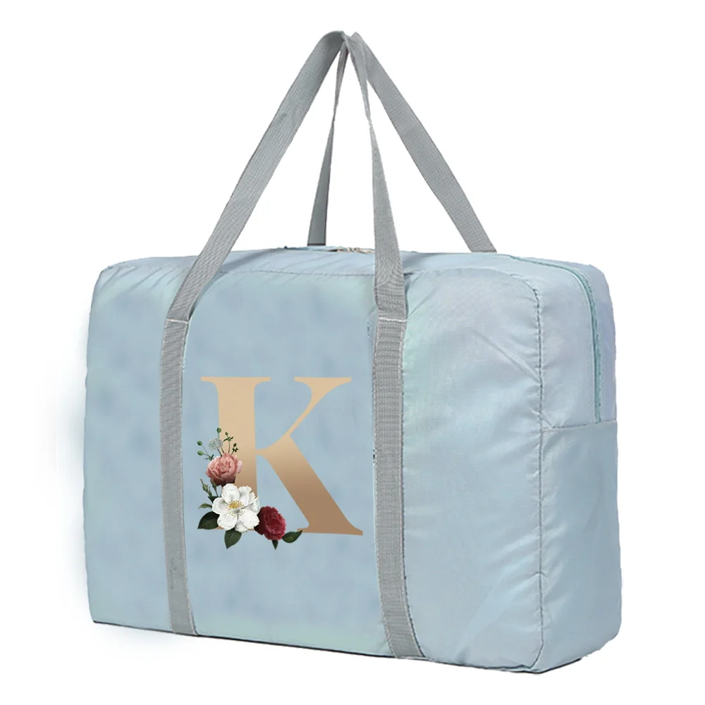 Large Capacity Travel Bag Unisex Organizers Foldable Luggage Handbags  Clothes Storage Duffle Carry on Bags Gold Lettern Series