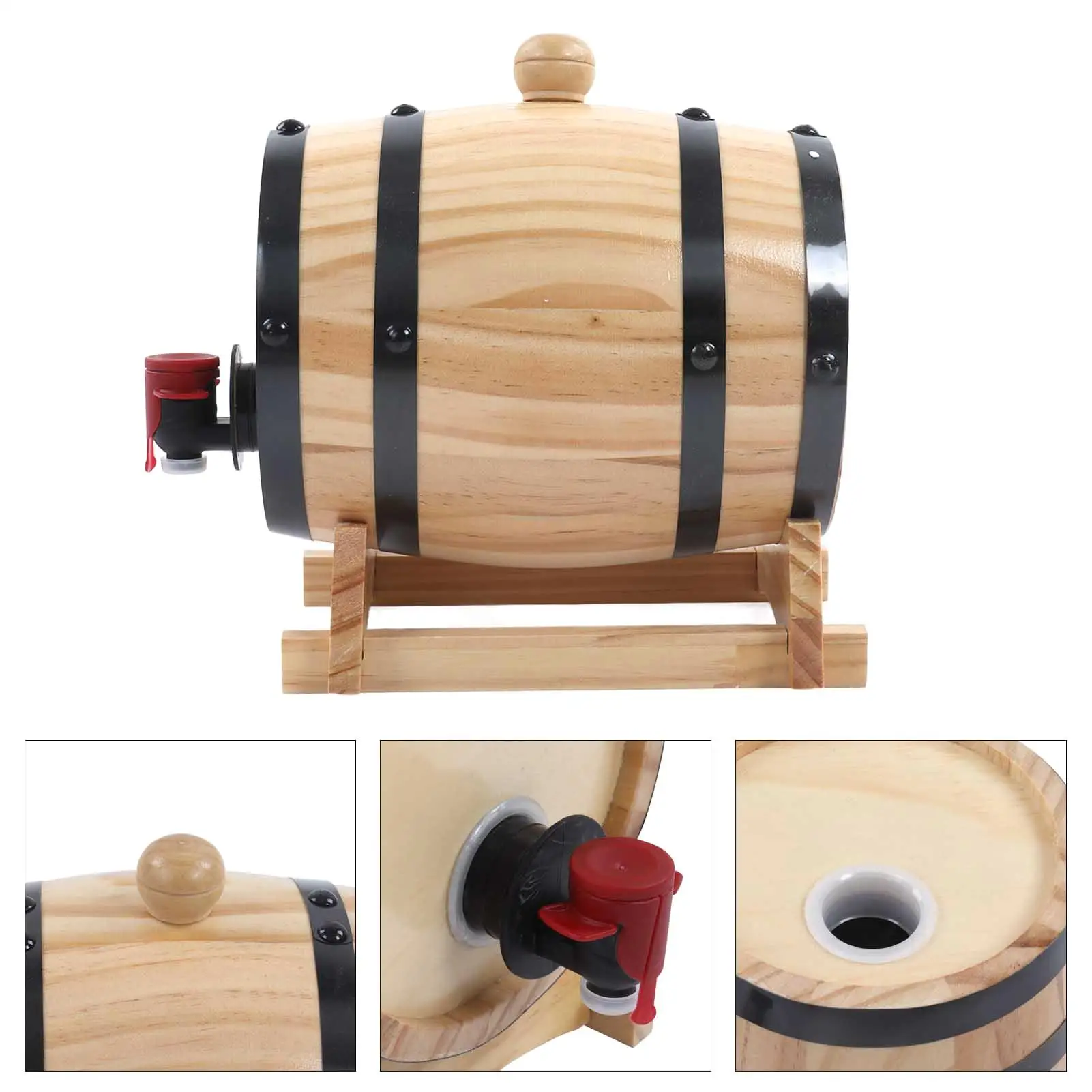 Wooden Wine Oak Barrels 1/3/5L Decor Ornaments Bar Brew Beer Keg Tap Dispenser