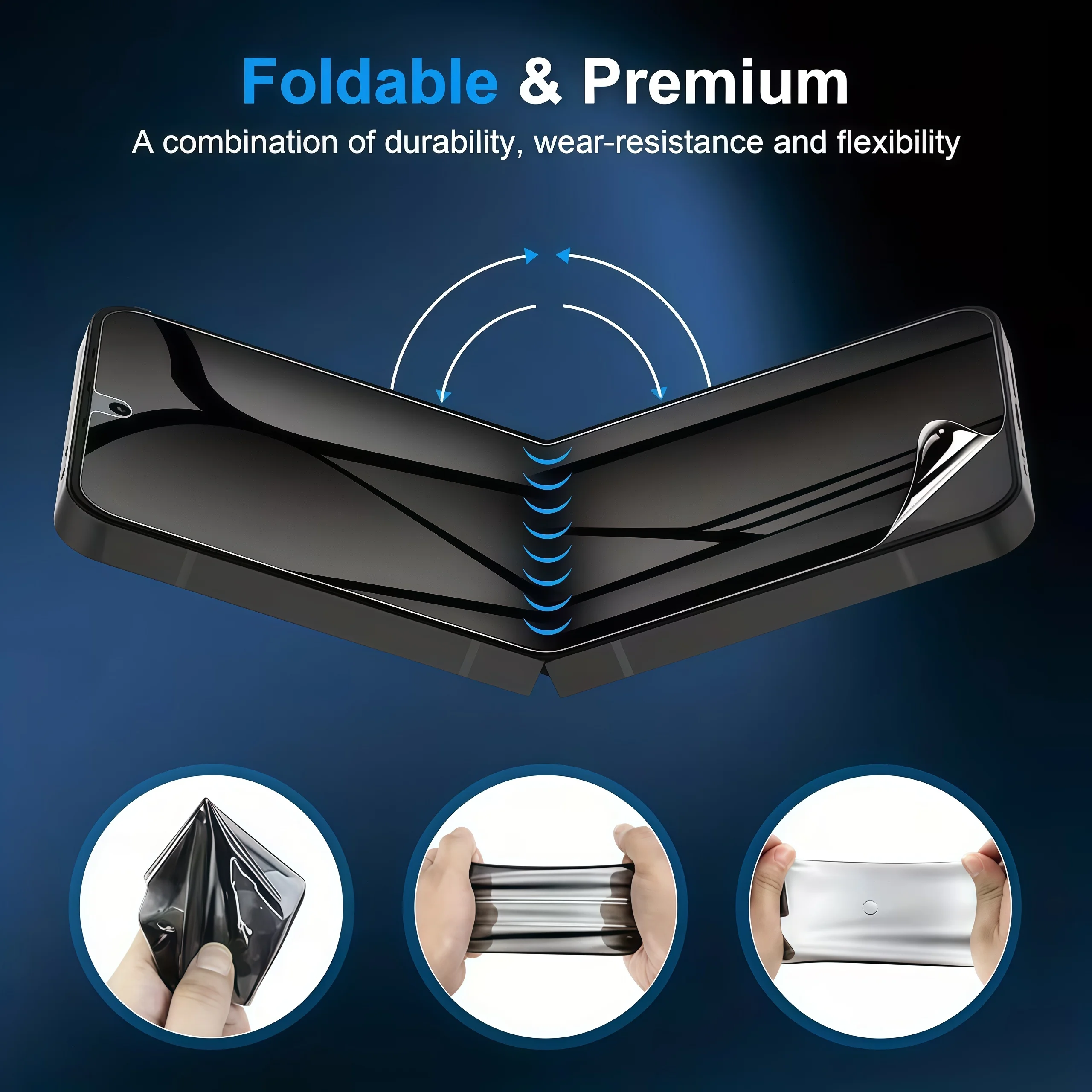 Privacy Screen Protector - Anti-Spy Flexible TPU Hydrogel Film for Foldable Phones (1/2/4 Pack Options) - Inner and Outer Coverage