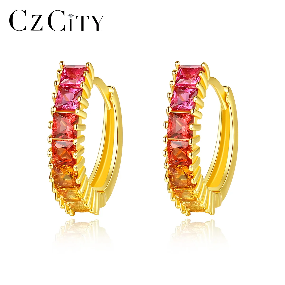 

CZCITY милые высокого качества 925 серебро SterlingTopaz, серьги со шпилькой, для женщин, модные свадебные туфли розового цвета 18k позолоченный женский...