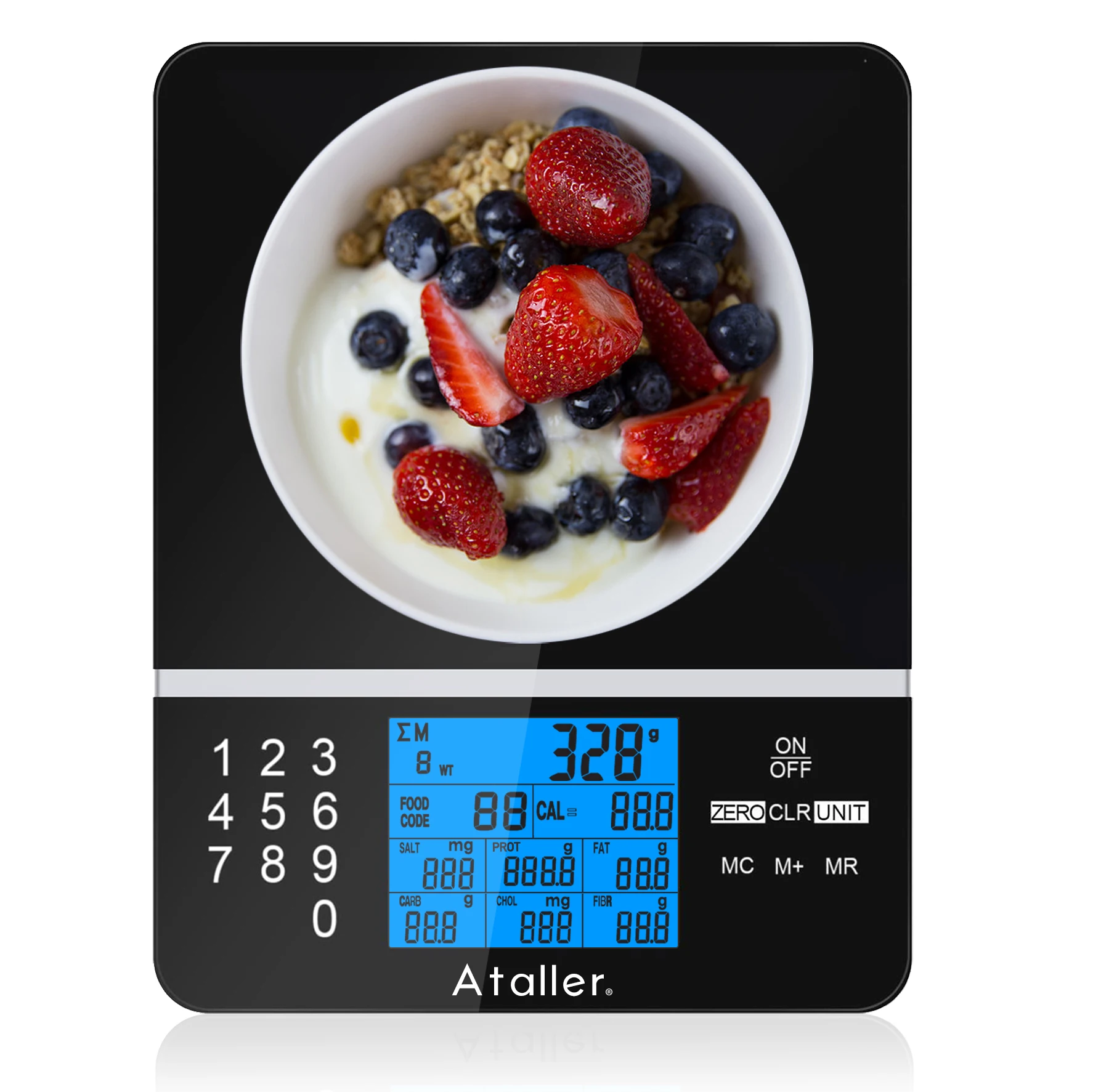 Ataller-Balance de cuisine numérique intelligente pour la cuisson, la  nutrition, les calories alimentaires, la carbroderie, les grammes et les  onces, 5kg, 10000
