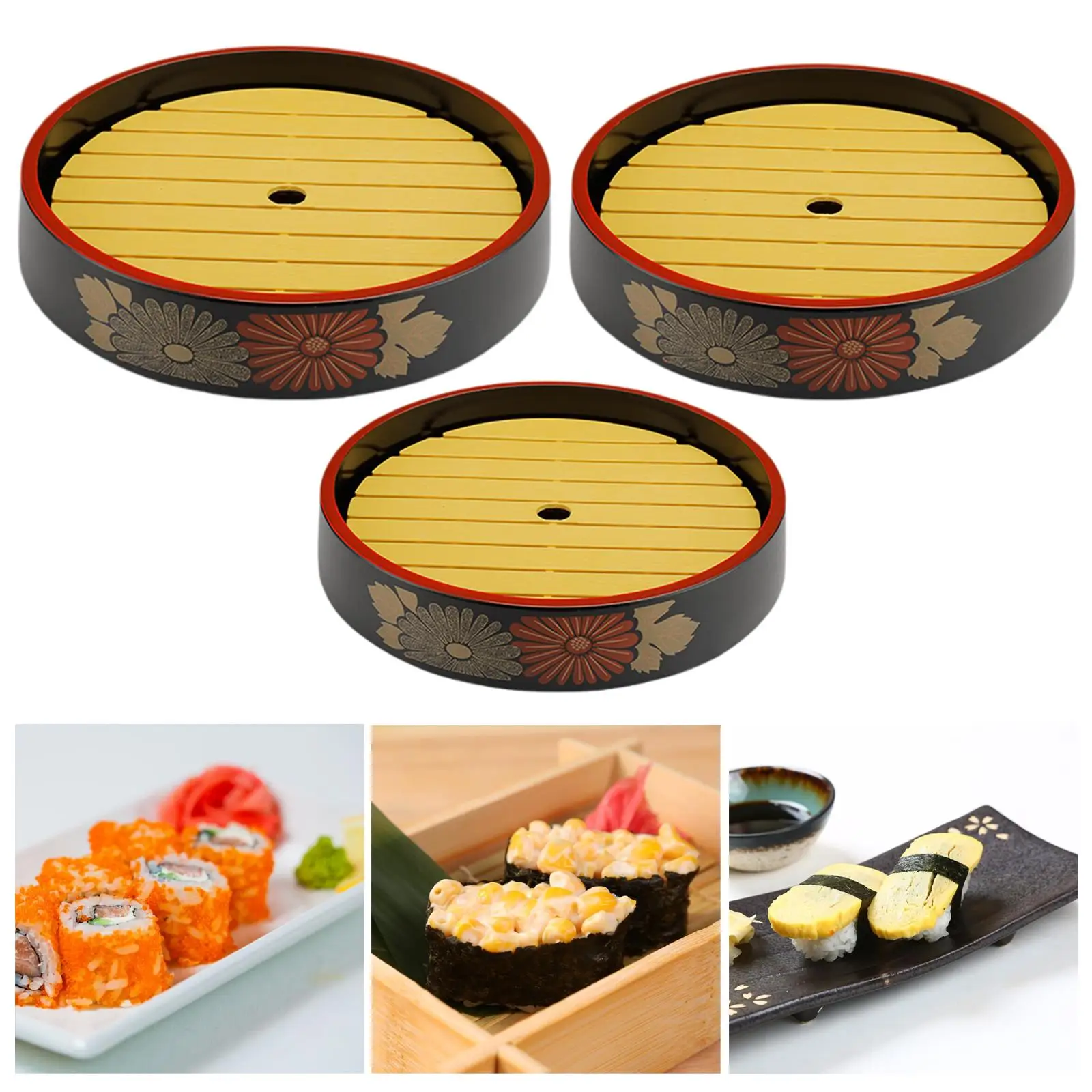 Japanese Sushi Plate Food Dish Sushi Board Round Dish Serving Platter Sashimi Tray for Home Restaurant Kitchen