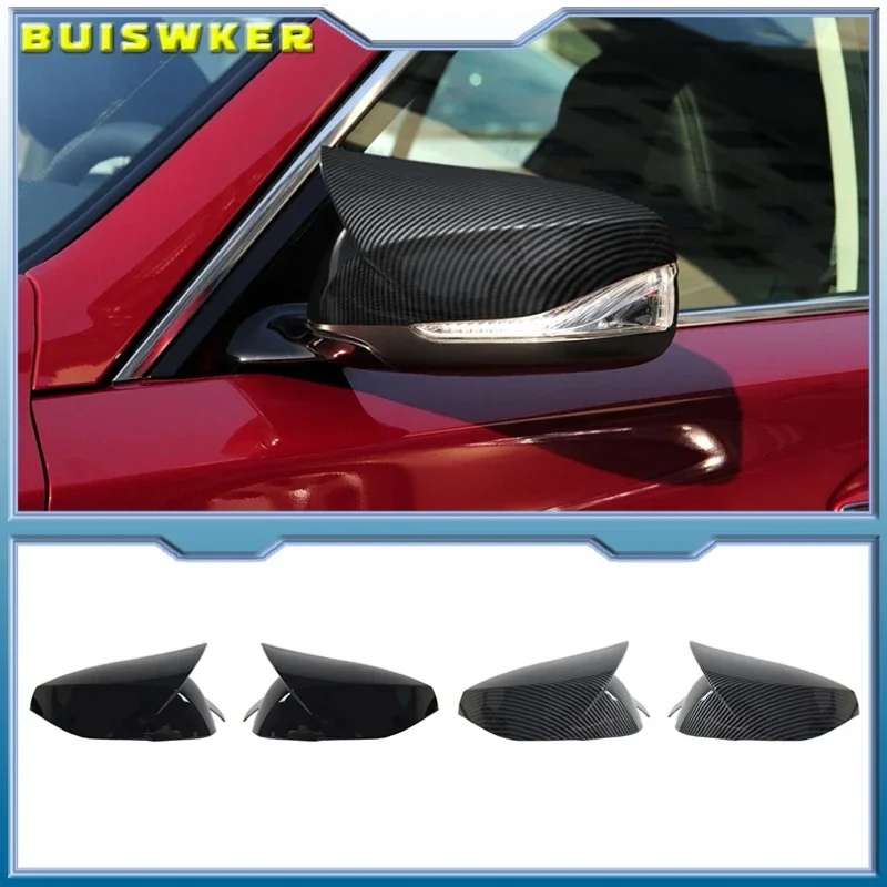

2Pcs Car Side Rearview Mirror Cover Cap Carbon Black Style/Glossy Black For Infiniti Q50 Q60 QX30 Q70 All Models 2014-2021
