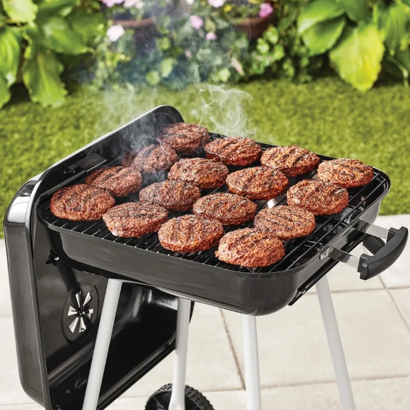 17.5" Square Steel Charcoal Grill on Wheels 2