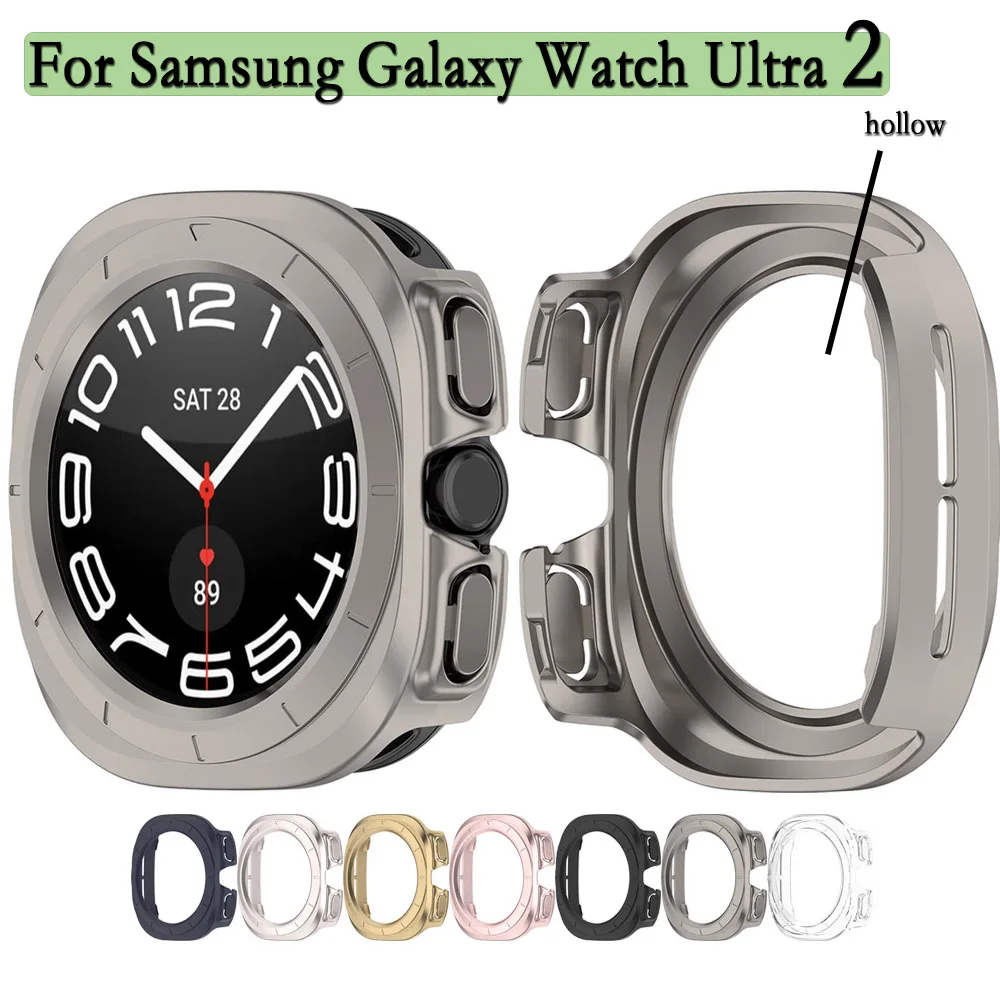 Protective Hollow Shell Case for Samsung Watch Ultra 2 - Durable PC Material Cover with Decorative Design