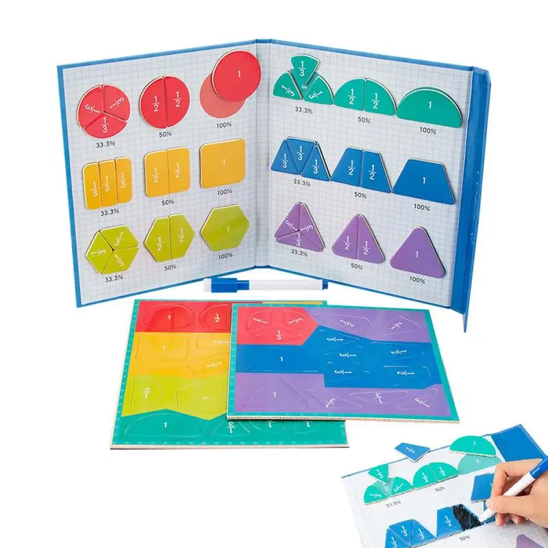 

Magnetic Fraction Tiles and Circles Magnetic Math Manipulatives Disk Kit Colorful Fraction Circles Set for Children Education