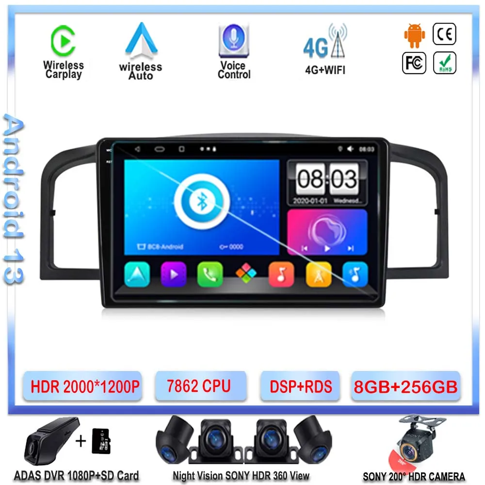 

7862 CPU Android 13 for Lifan 620 Solano 2008-2013 Dvd Radio Stereo GPS Navigation Multimedia Player Carplay NO 2din QLED Screen