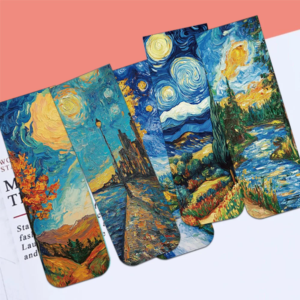 5PCS World Famous Paintings by Van Gogh Magnetic Bookmark Book Marking Page Clip DIY Student Stationery Creative Gifts magnetic bookmark bookmarks stationery supplies