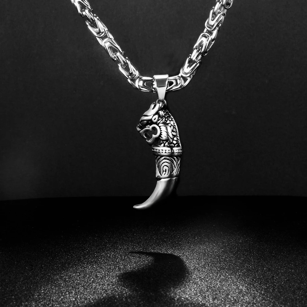 Vintage Brave Men's Wolf Tooth Pendant Stainless Steel Fashion Bohemian Style Choker Necklace Jewelry Boyfriend Gift fang tooth necklace stainless steel pendant necklace