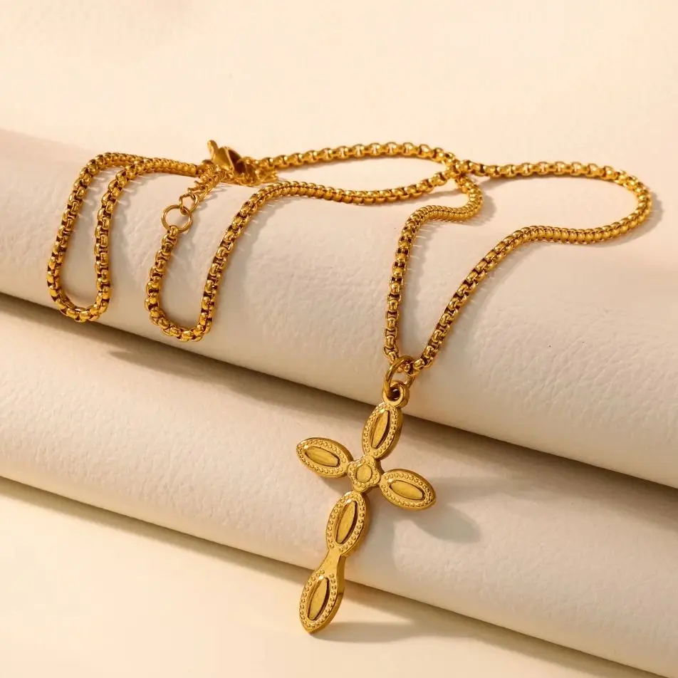 Gothic Cross Necklaces 18K Gold Plated Stainless Steel