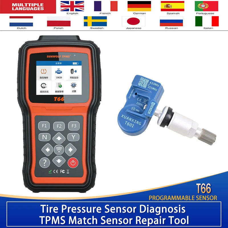 

T66 Car TPMS Diagnostic Tool Tire Pressure Matcher Sensor Activation Tire Pressure Sensor Programming Code Reader OBD2 Scanner