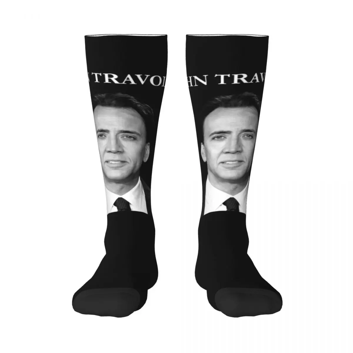

Nicolas Cage John Travolta Face 20 Adult Stockings Graphic Vintage Color contrast socks Humor Graphic Retro Compression Socks