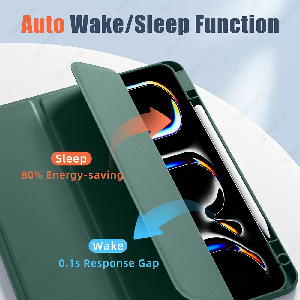 Enhanced Protective Case for 13-Inch Tablet with Pencil Holder, Shockproof TPU, Clear Back, and Auto Wake/Sleep Function