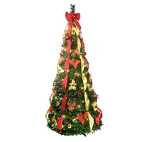 Christmas Tree with 150 Warm White UL Lights – Pre-Decorated with Red & Gold Ornaments, Flowers, Ribbons & Bows – Easy Assembly 2