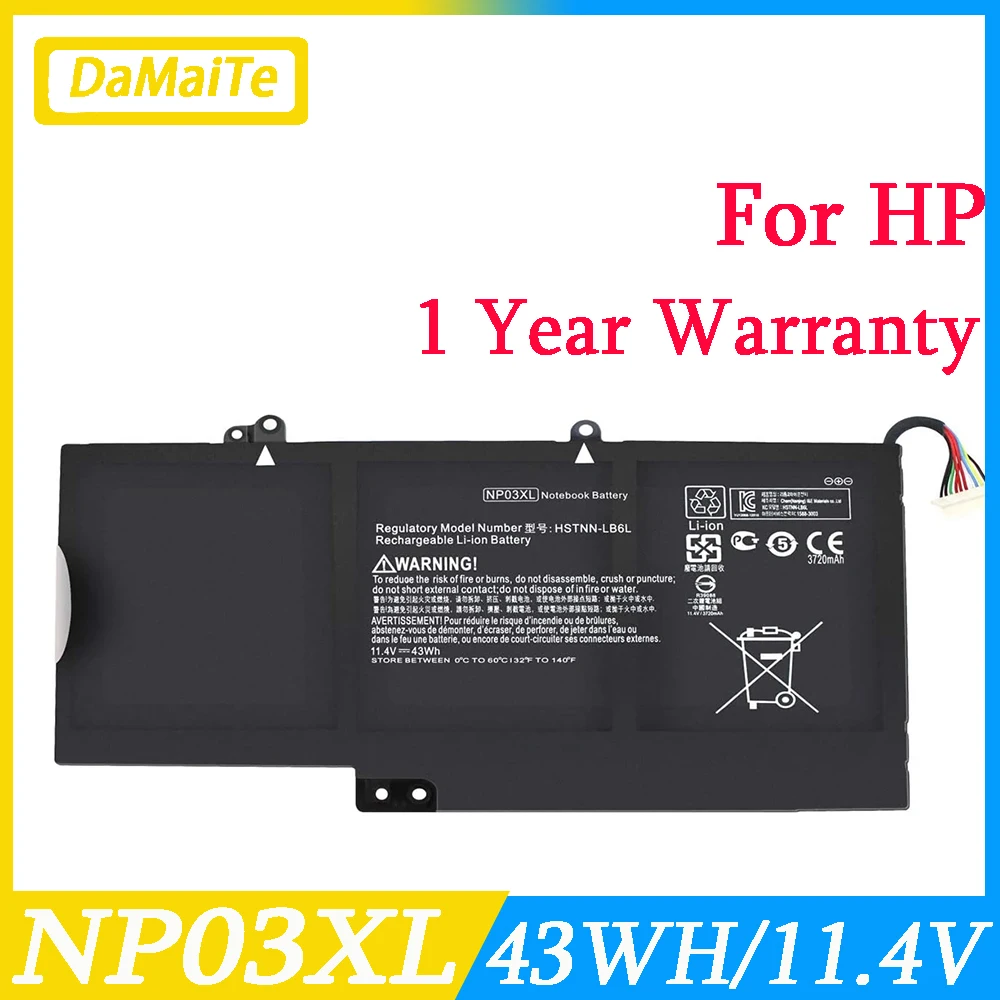 

New NP03XL Laptop Battery For HP Pavilion X360 13-A010DX TPN-Q146 TPN-Q147 TPN-Q148 HSTNN-LB6L 760944-421 15-U010DX 11.4V 43WH