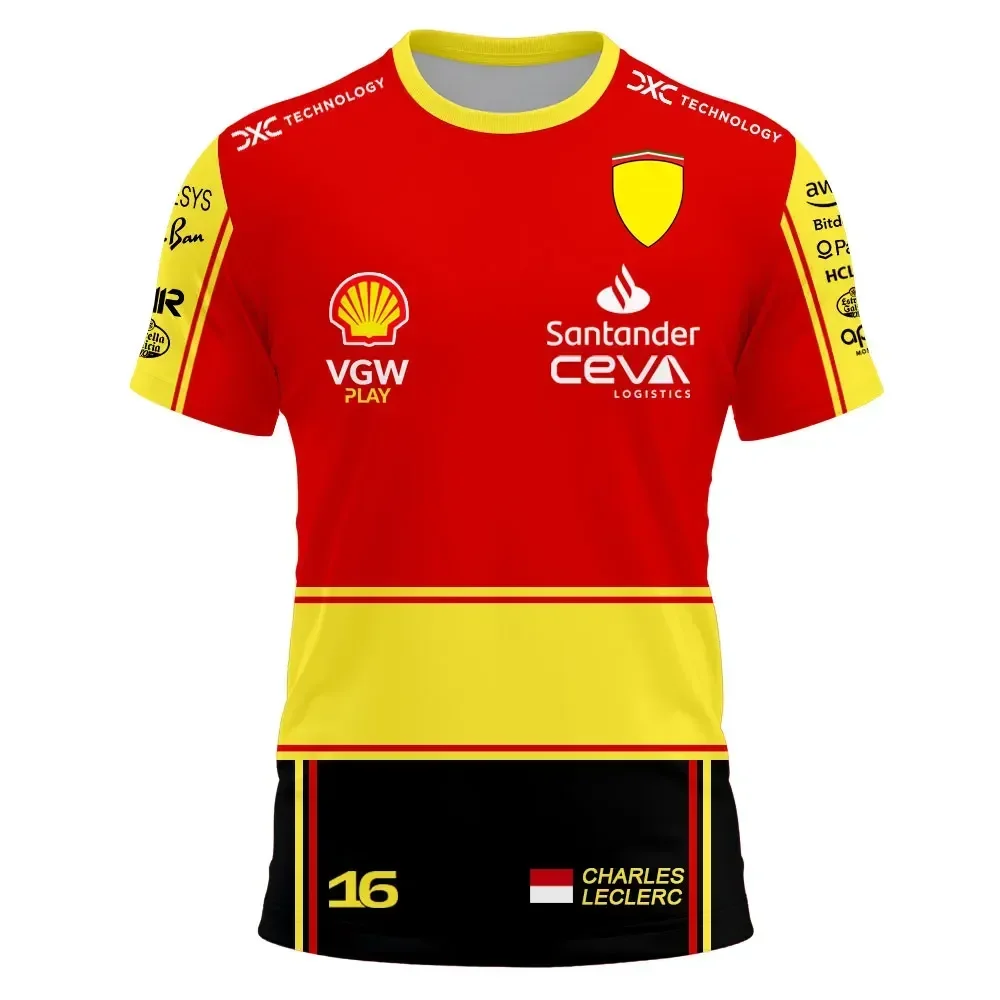 

F1 Racing Team Short Sleeve T-Shirt, Men's and Women's Clothing, Children's T-Shirt Tops, Short Sleeve, Print, LECLERC, 16