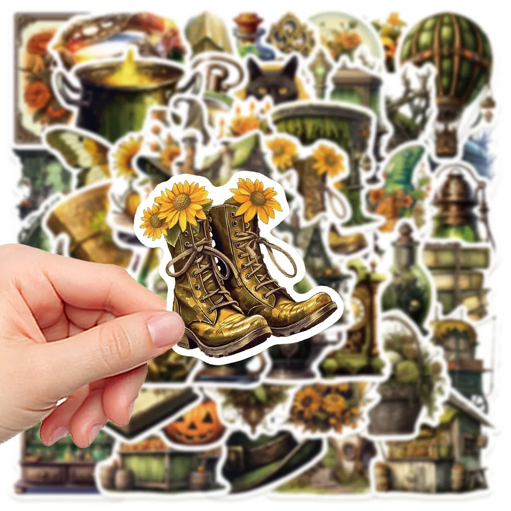 10/50pcs Retro Gothic Magic World Witch Graffiti Stickers Vintage Jungle Flower Decals DIY Notebook Phone Laptop Luggage Sticker