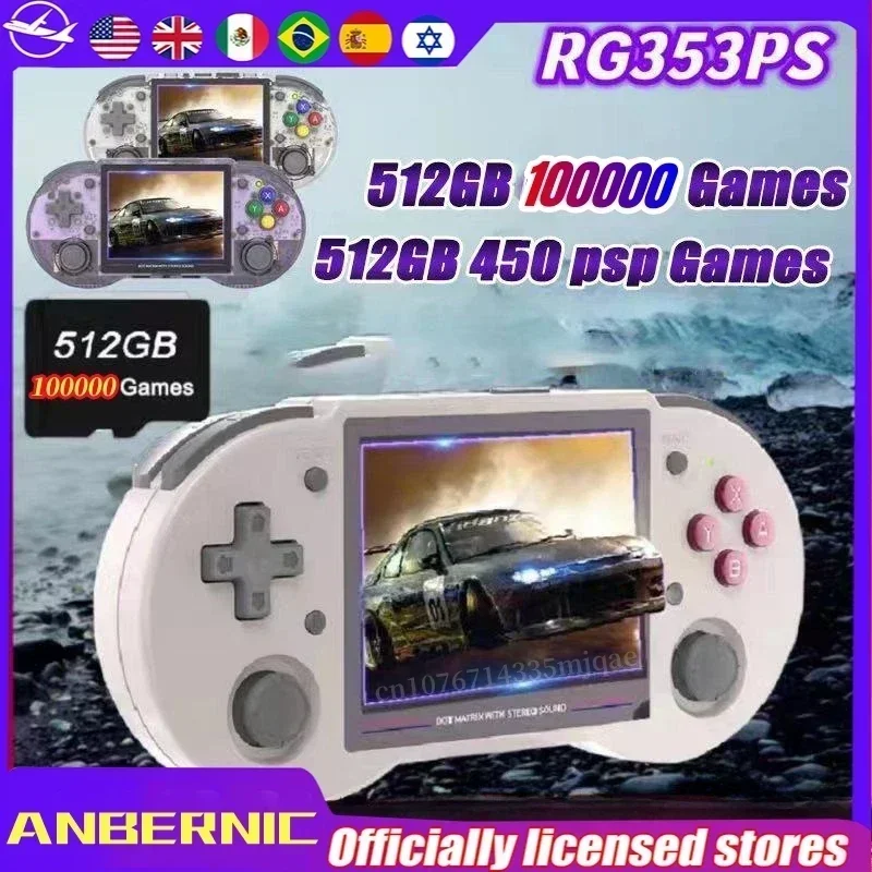 Anbernic Rg353Ps Console Di Gioco Portatile Psp Portatile Rk3566 Schermo Ips Da 3.5 Pollici Android Linux Os Hd Videogiochi Ps1 Psp 450 Giochi