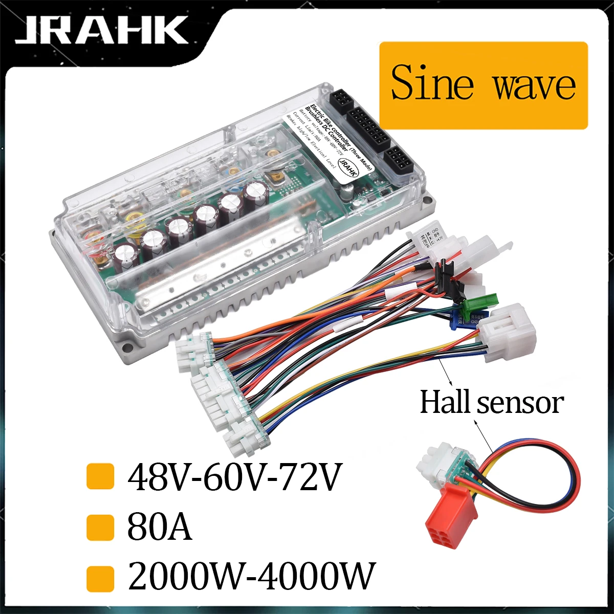 

JRAHK BLDC 72V 3000W Electric Motorcycle Controller E-bike 2000W-4000W 48V 60V 72V For Electric Snow Scooter Accessories