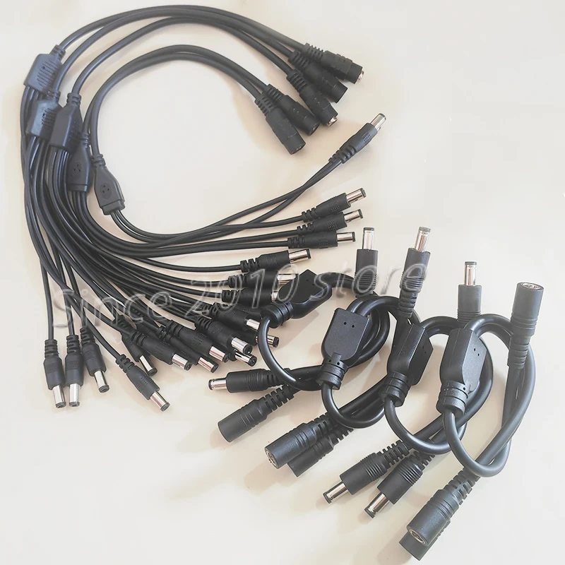 1–3 Stück 5,5 x 2,1 mm DC-Stromversorgungskabel, Y-förmiges Kabel, 1 bis 2/3/4/5/6/8 Kanäle, 5–12 V, für CCTV-Überwachungskamera, LED-Lichtleiste – Detail 4