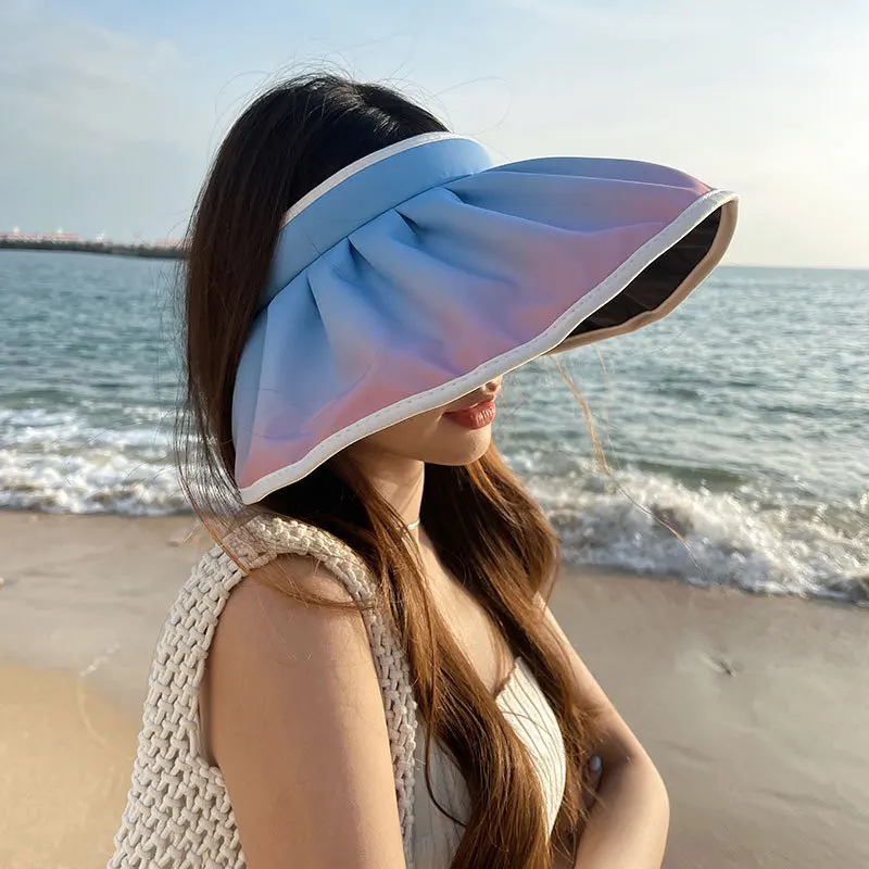 Women's New Black Glue Sunscreen Cap Adult Large Top Shell Glacier Cap Breathable UV Protection Sunshade Hat