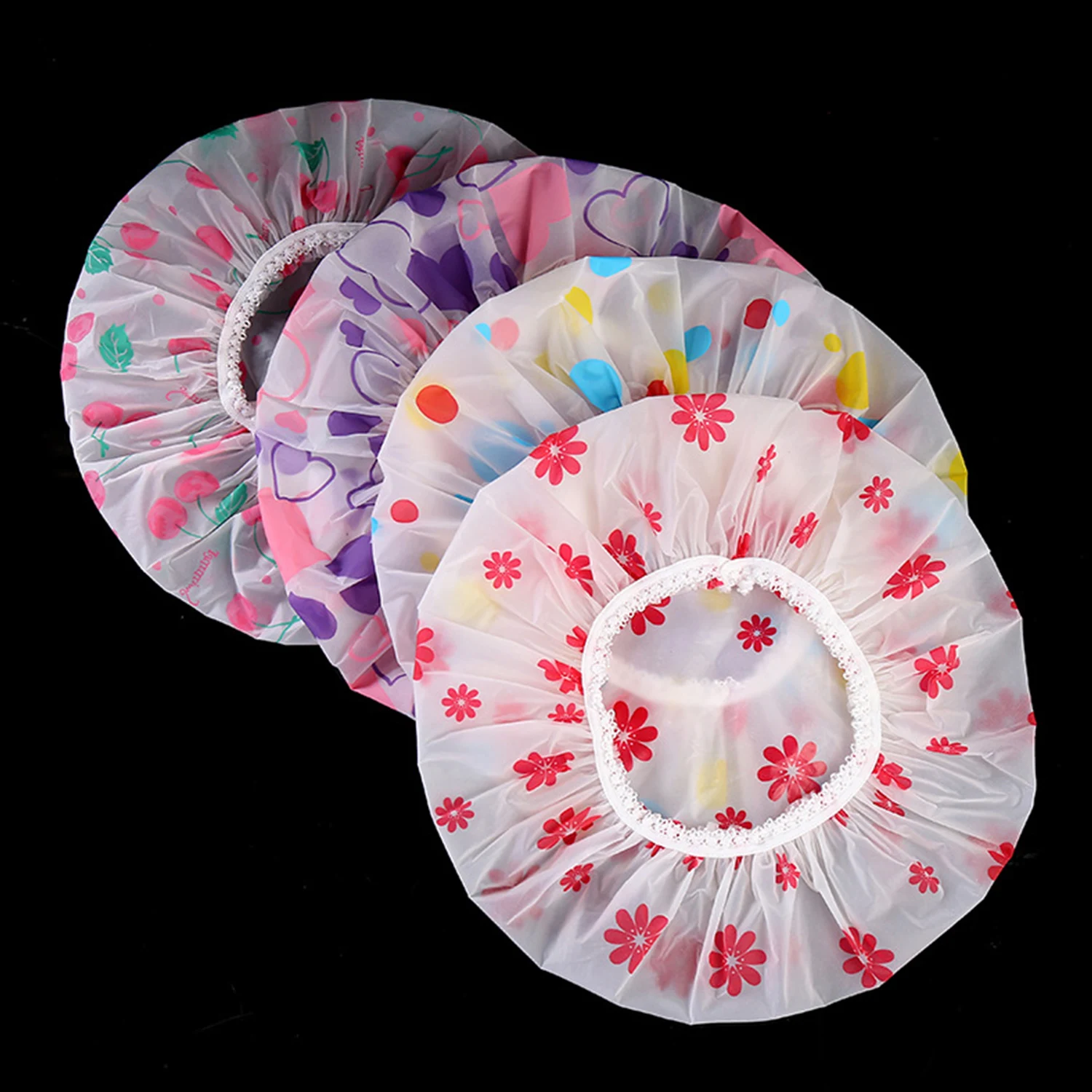 Bathroom Shower Waterproof Cap Thicken Elastic Bath Hat Bathing Cap For Women Hair Salon Bathroom Supplies Women Shower Caps 2