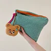 New Women Plaid Makeup Bag Large Capacity Cotton Zipper Pouch Purse Travel Clutch Makeup Bag Cosmetic Zipper Necessarie Feminina 2
