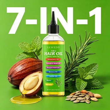 Olio per Capelli 7-IN-1 al Rosmarino, Olio Rinforzante per Capelli Spessi, Olio Nutriente e Idratante alla Batana e Ricino, Anti-Caduta