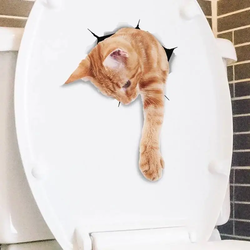 M458 Cat Stickers Breakout Siamese Wall Sticker Home Decoration Toilet Decals for Bedroom Kitchen Living Room Walls Decor wall stickers wall sticker