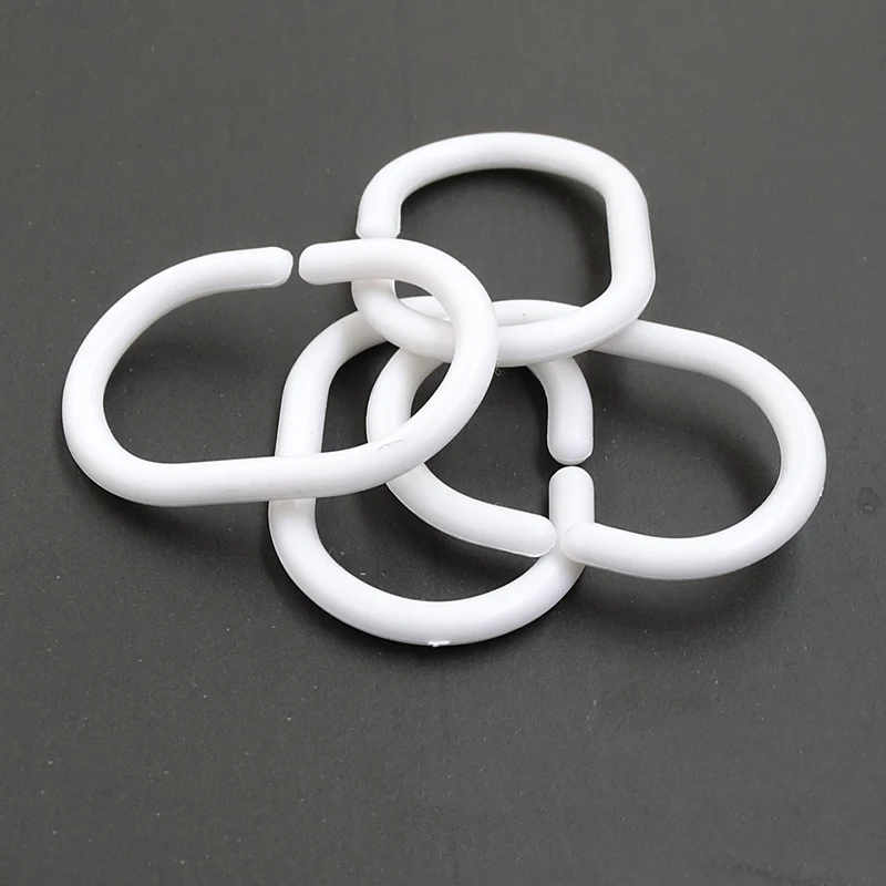 12Pcs/Set Shower Curtain C-Shape White Hooks Bathroom Curtain DIY Hooks Loop Clip Glide Convenient Replacement Accessories shower curtain clips