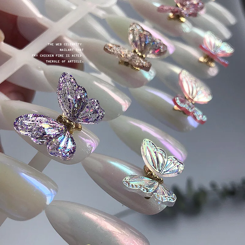 

Nail Art 2022 New 3d Butterflies Trend Nail Parts,Kawaii Shinying Moving Butterfly Glitter Nail Charms,Pixie Japanese ネイルデコレーション
