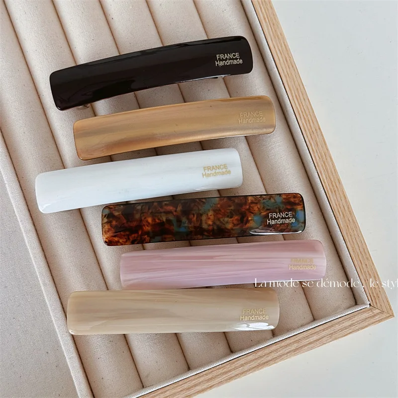 Acetate Spring Clip Long Letters Gold Standard Loose Clip Hairpin Korean Style Temperament Side Barrettes Textured Headwear