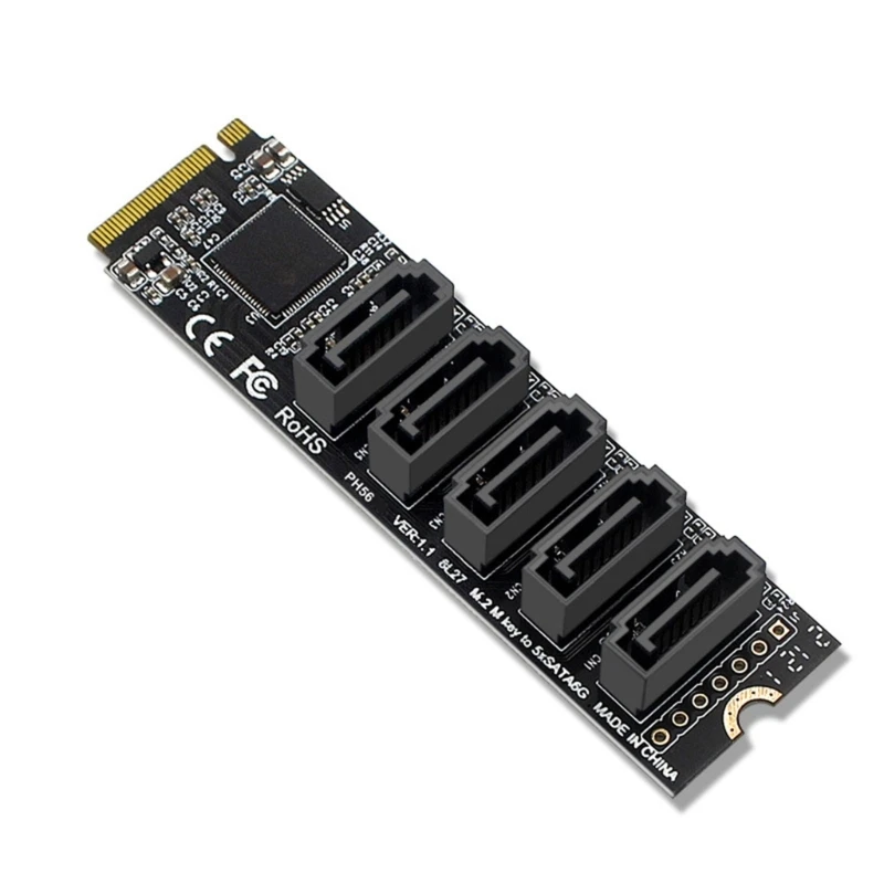 

Адаптер карты расширения M.2 PCIe3.0 на 5 портов SATA3.0 для настольного ПК. Простая установка.