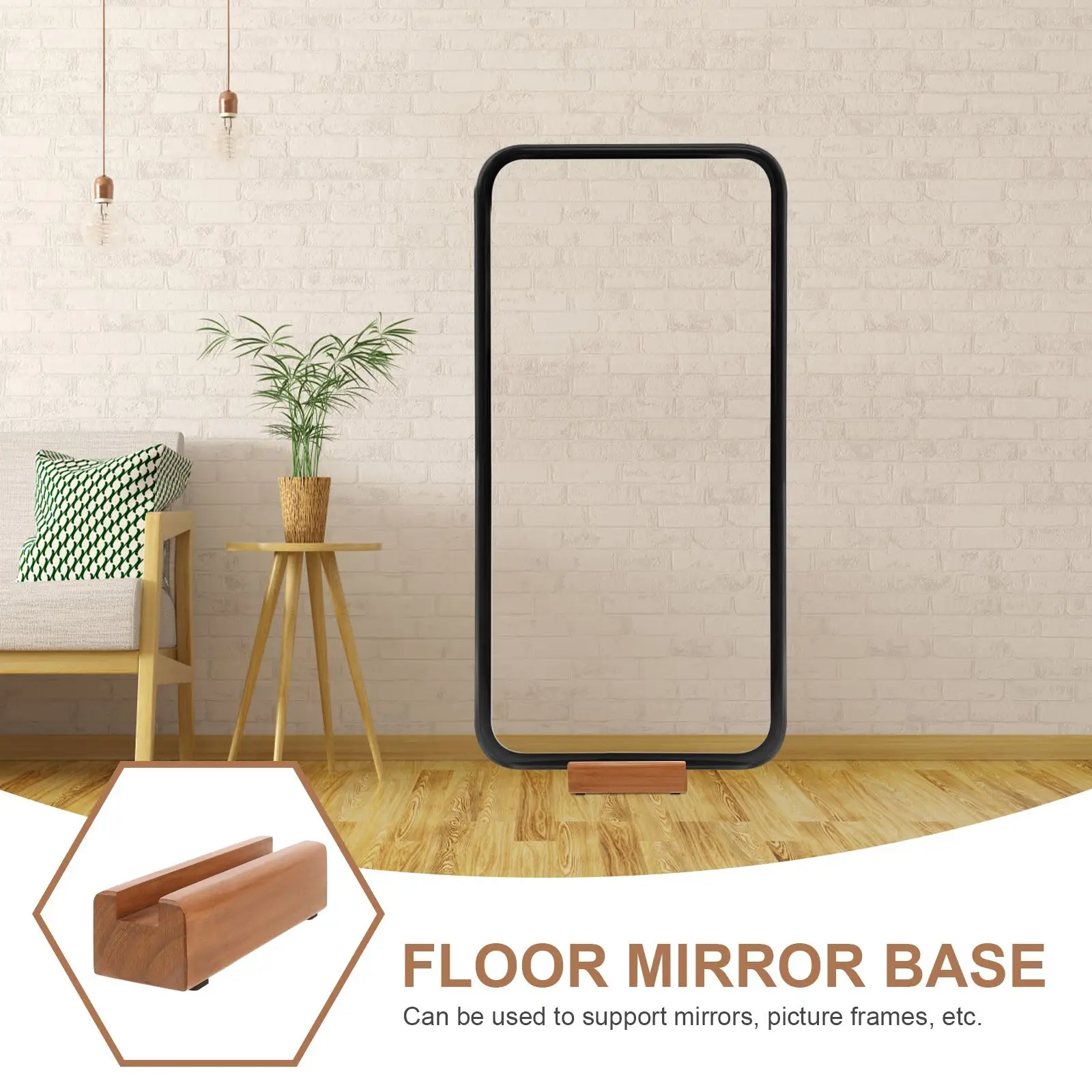 Floor Mirror Stand Solid Wood durable Mirror Bracket Full Length Heavy Duty Picture Frame display home room Mirror Support base 3