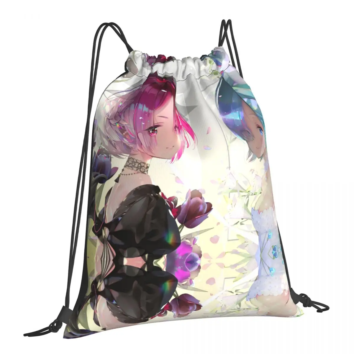 

Ram Rem Girls Re Zero Anime Natsuki Subaru Portable Hiking Drawstring Bags Riding Gym Shoes Storage Backpacks