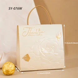 Elegant Leather Party Gift Boxes with Foil Stamped 'Thank You' Design - Set of 10 - 11.5x11.5x6cm (SY - 076W)