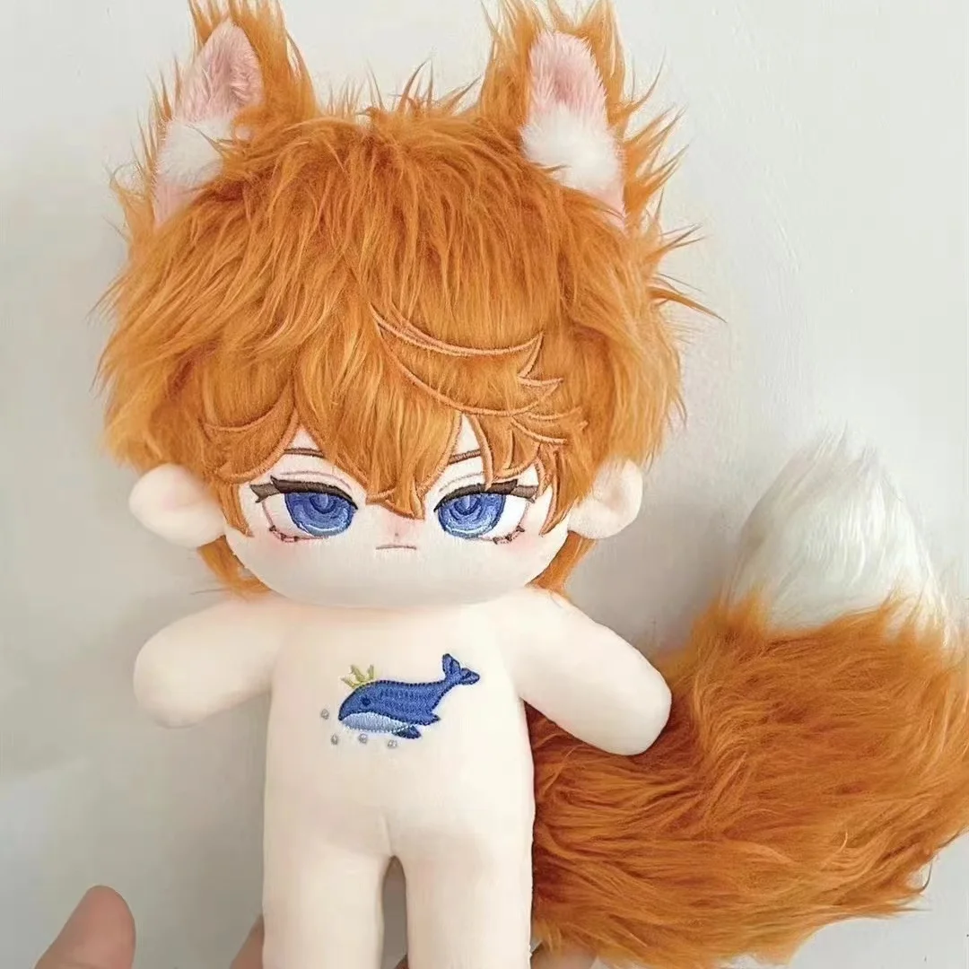 

20cm Anime Game Genshin Impact Tartaglia Beast Ears Tail Plush Stuffed Doll Body Cosplay Plushie Dress Up Birthday Gift
