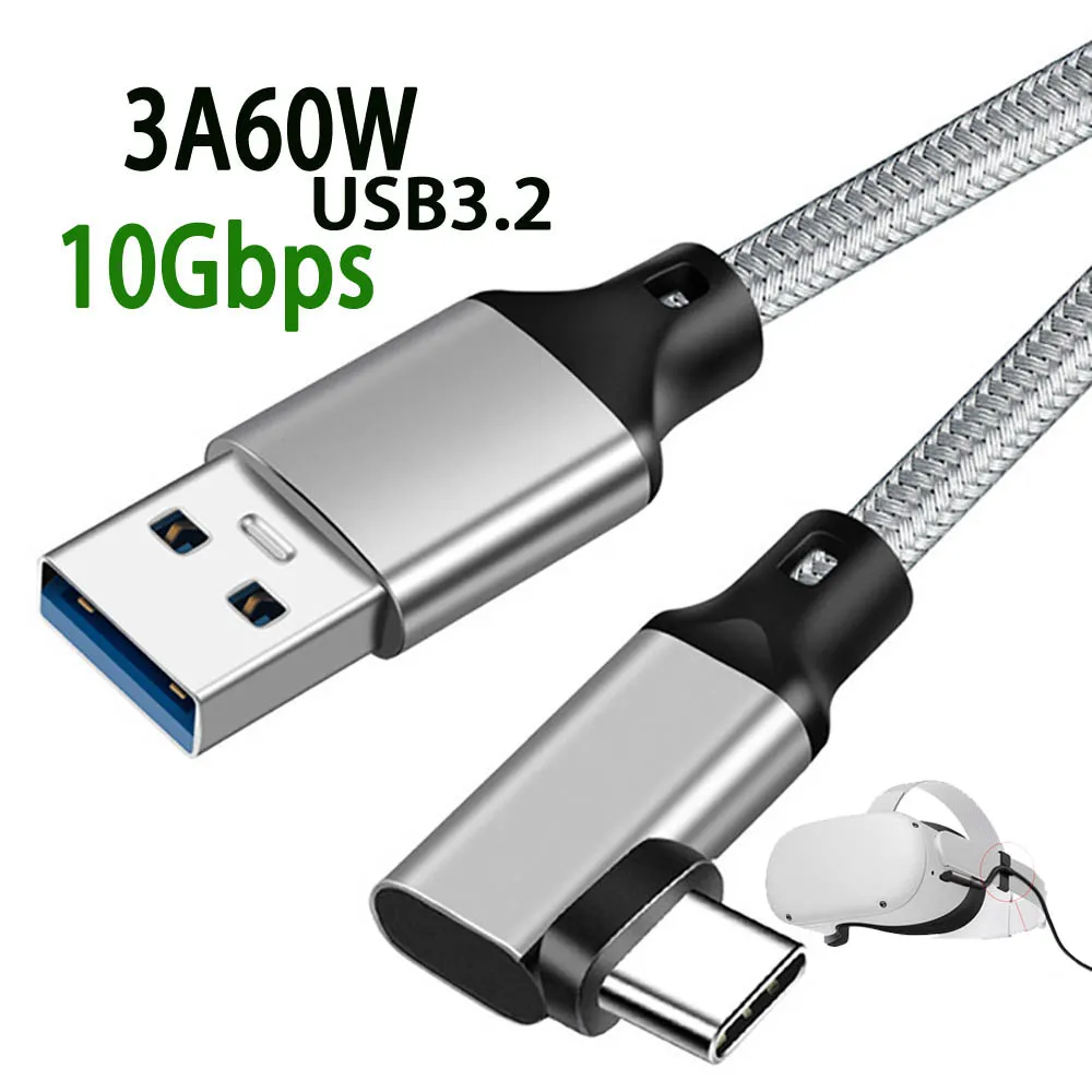 USB 3.2 Gen 2, Oculus Quest 2 링크 케이블, 엘보 C타입 데이터 전송, 빠른 충전 스팀 VR 액세서리