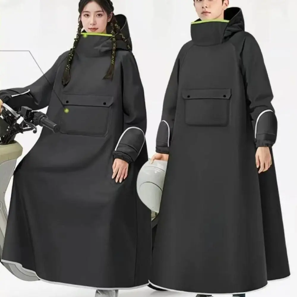 EVA 소재 레인 판초 옥스포드 천 이중 레이어 소매 후드형 레인코트 반사 디자인 넓은 챙 사이클링 레인코트 사이클링