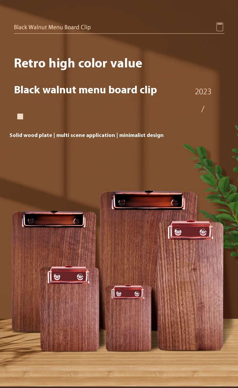 レトロ木クリップボードスプリングクリップボード 長さ43.5cm レトロ木