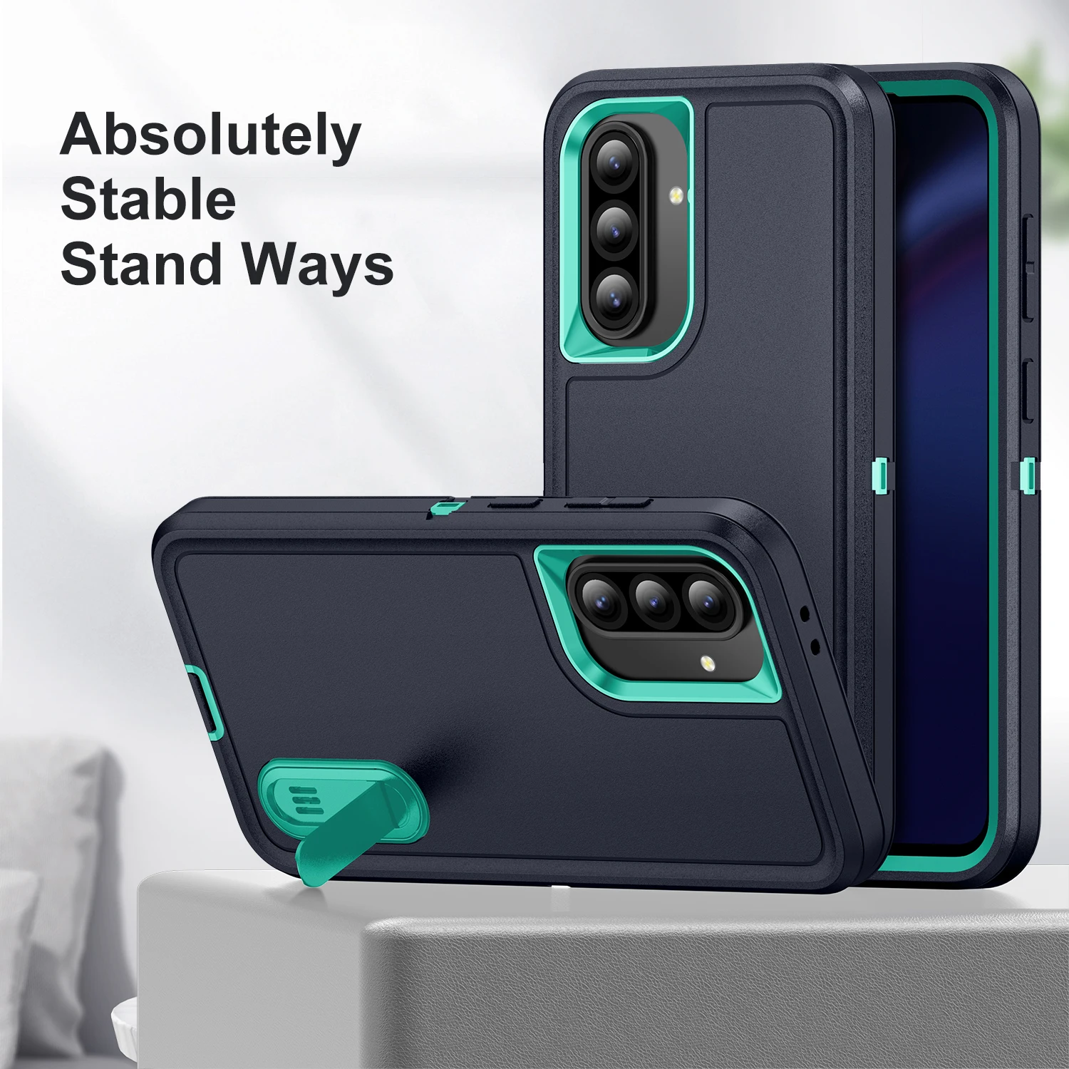 Triple Protection Heavy Armor Shockproof Phone Case with Hard Plastic Frame and Soft TPU Back Cover