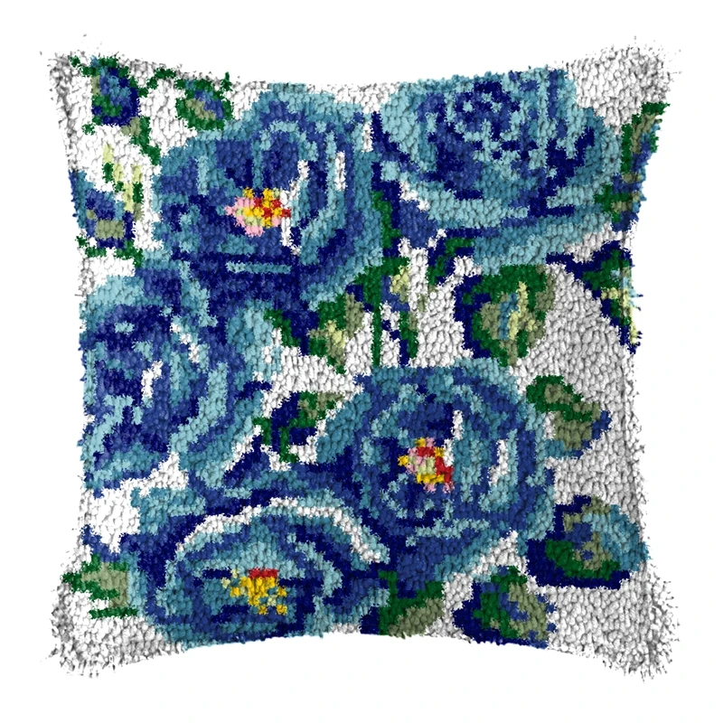 Latch Hook Pillow Knooppakket Bee Flower Plant Carpet Needlework Set Latch Hook Cushion Button Package knoopkussen DIY Carabiner