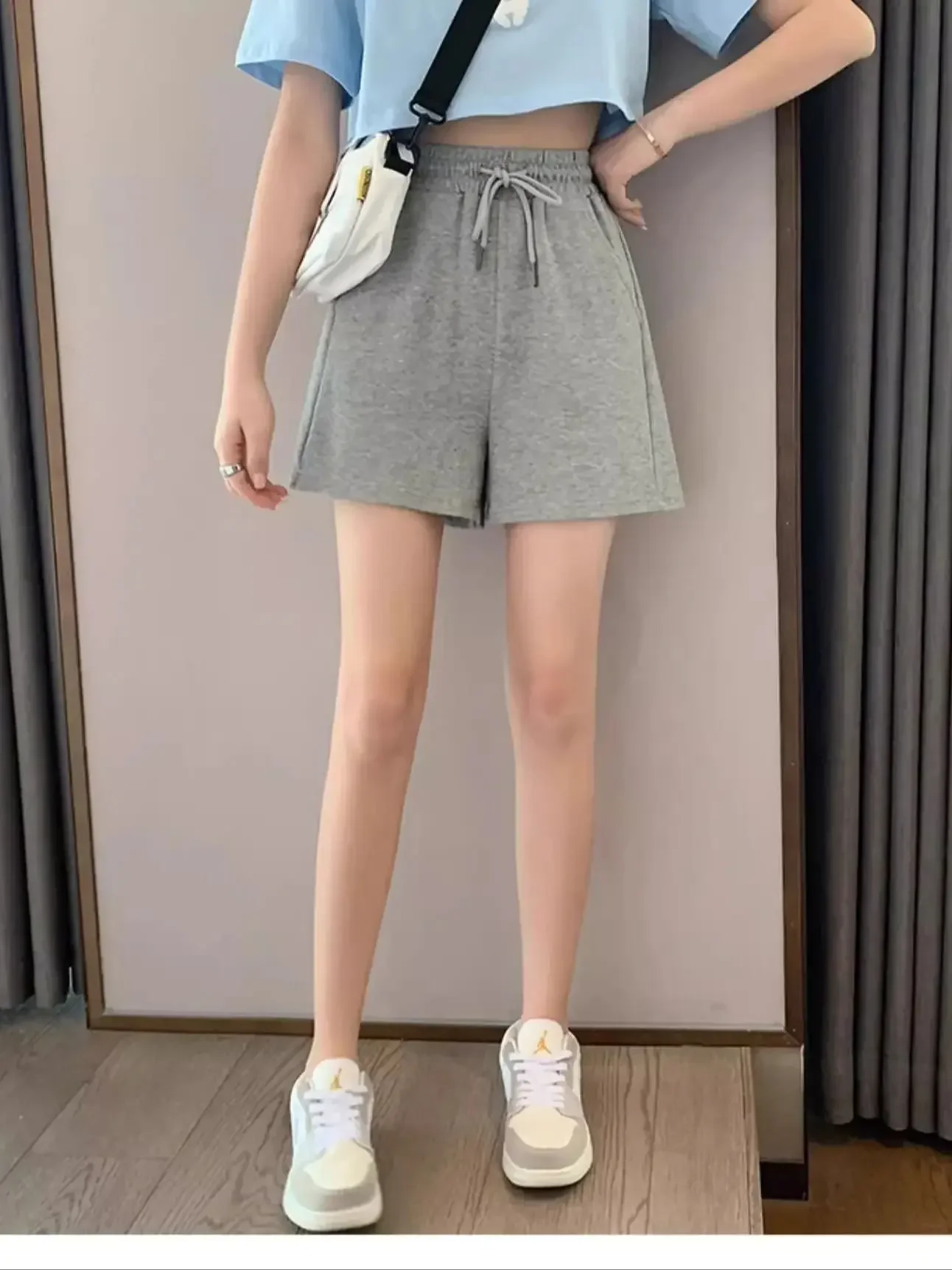 Description Picture 2 of itemCasual Linen Shorts Women Gym Workout Shorts Cotton Short Pants High Waisted Black Ladies Short Femme Women Shorts Sport Femme