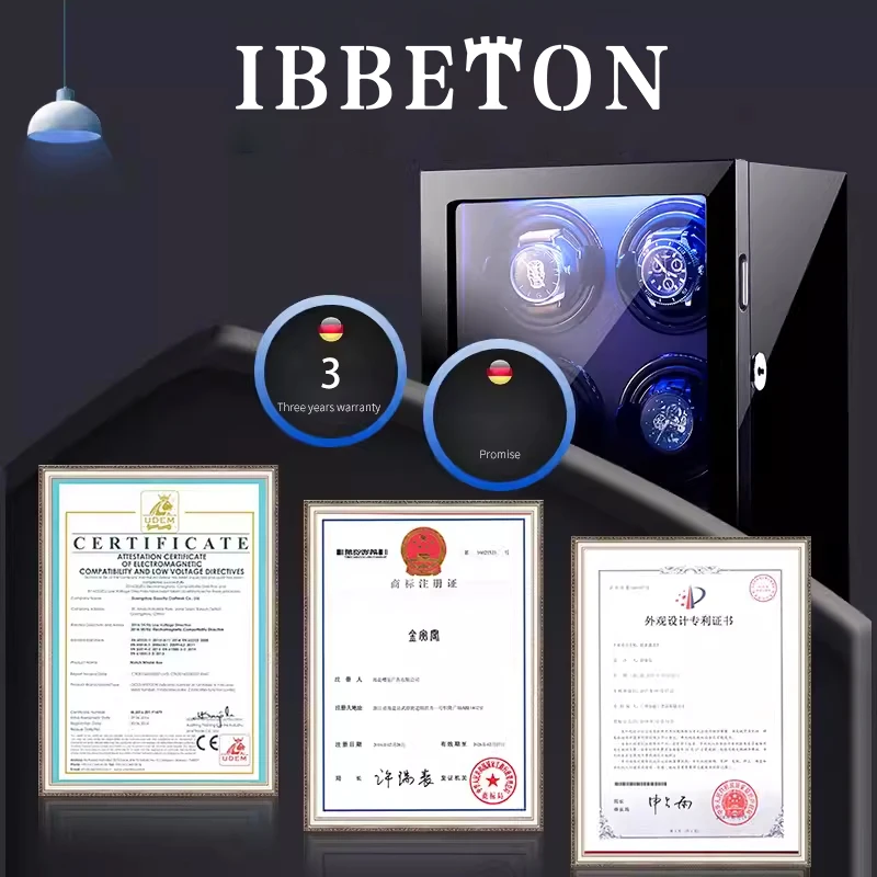 IBBETON 서랍형 보석함 조용한 일본 마부치 모터 시계 보관 와인딩 자동 시계 와인더 및 시계 안전 금고