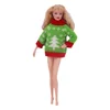 Doll Clothes Christmas Jumpsuit Sweater Short Sleeve For Barbies Accessories Cute Snowman Pattern For Big Elf Dolls,Holiday Gift 6