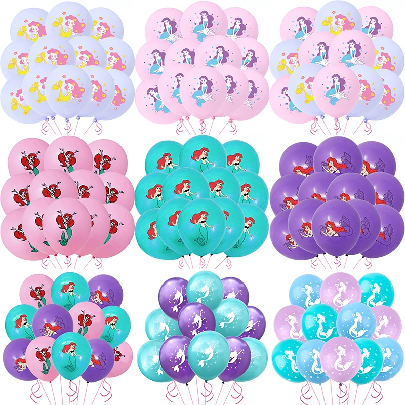 Mermaid Ariel Balloons Happy Birthday Party Decoration Kit Girl Baby Shower Latex Balloons Garland Mermaid Globos 12inch Lots