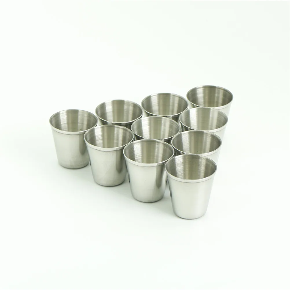 Polished Mini Silver Stainless Steel Wine Drinking Shot Glass 10pcs/set 30ml shot glasses