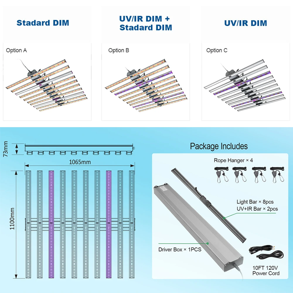 2023 Latest Samsung LM301H EVO Phytolamp Quantum Tech LED Grow Light Bar  UV IR Turn on/off for Indoor Flowers Veg Hydroponics