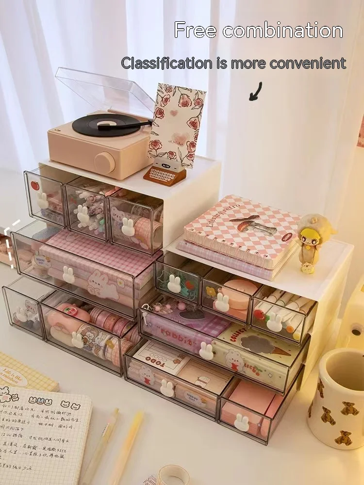 Stackable Desk Storage Box Office Ins Storage Box with Drawers Organizer Desk Accessories Stationery Desktop